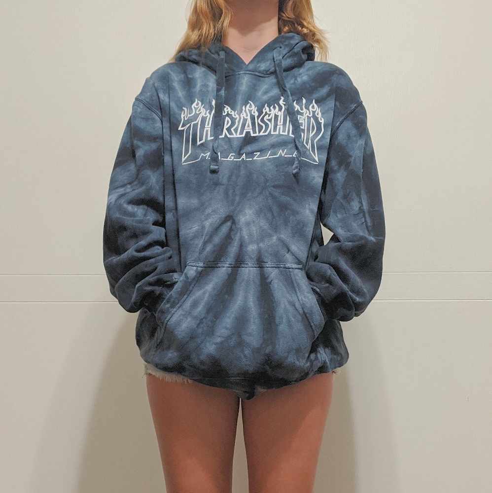 Gray tie-dye thrasher hoodie